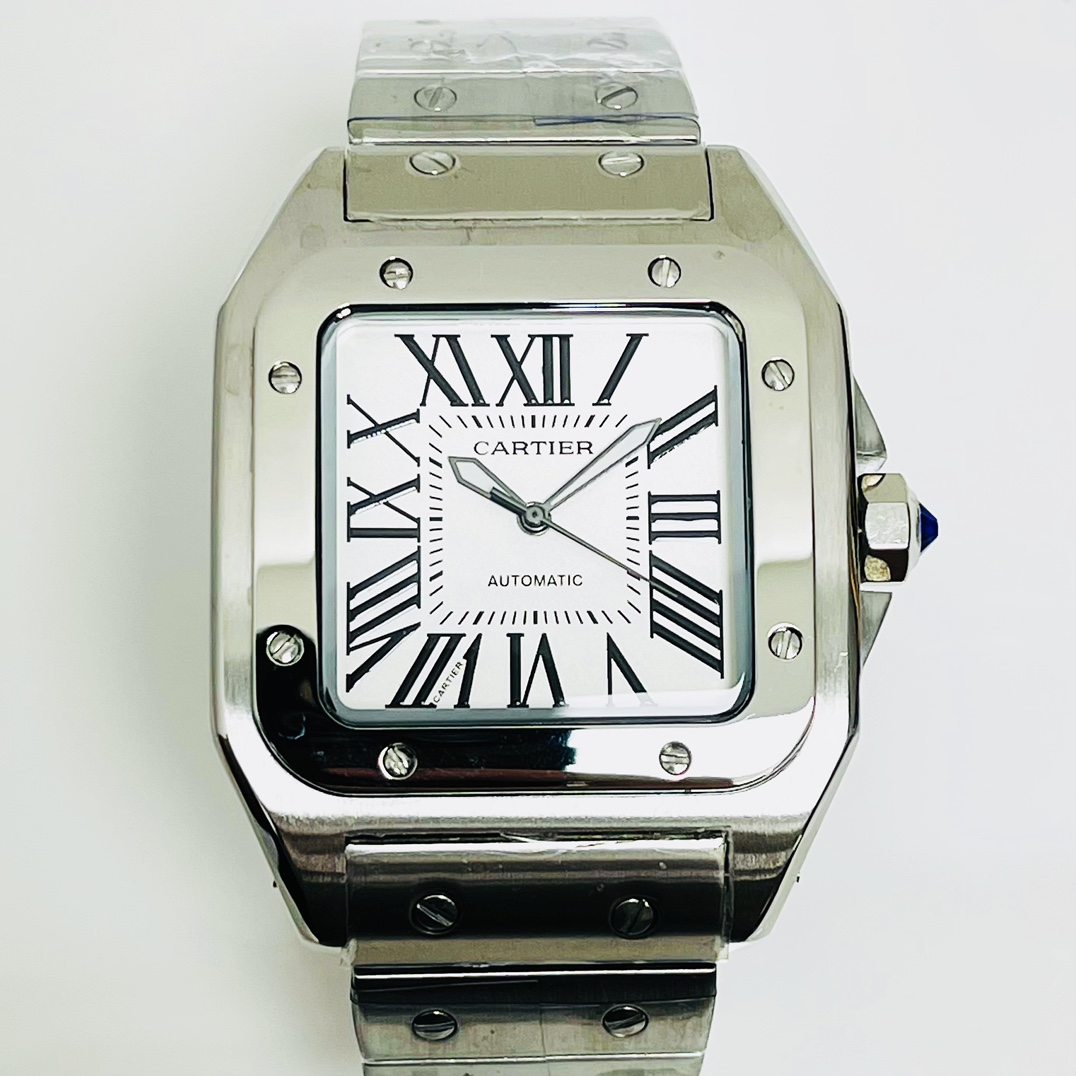 까르띠에 산토스 라지 모델 오팔 다이얼 39.8mm 남성용 시계 WSSA0018