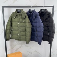 프라다 남성 삼각로고 구스 다운 후드 패딩 자켓 3컬러 SGH070