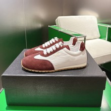 프라다 나파 가죽 스웨이드 스니커즈 와인 1E151O