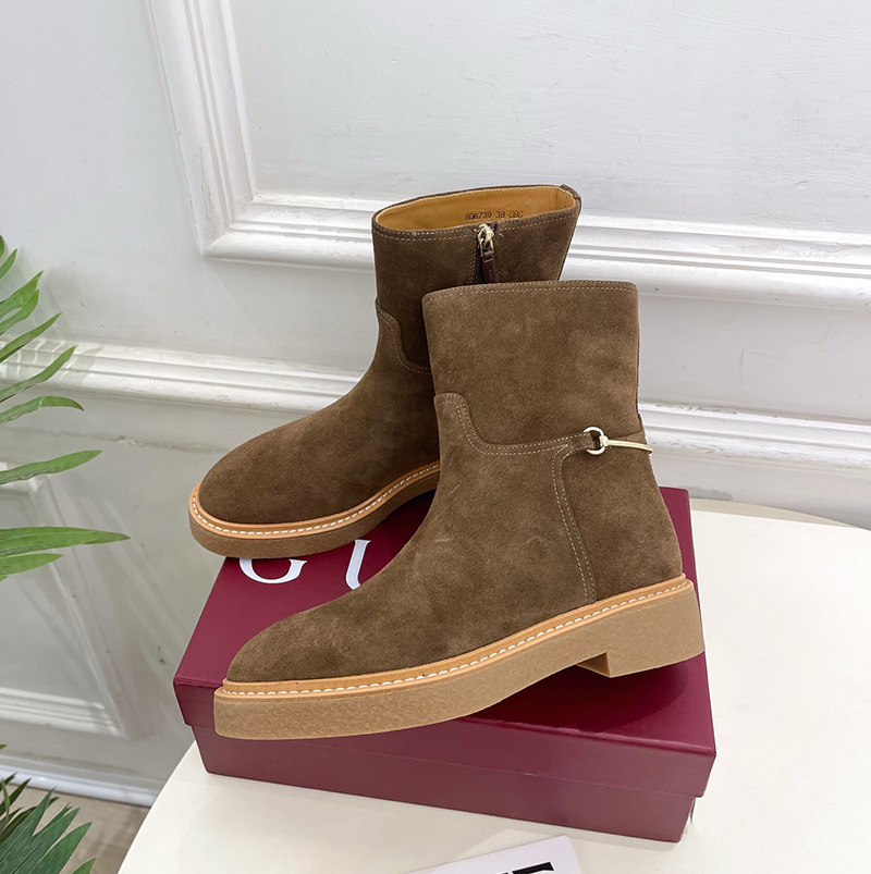 구찌 EDITH 홀스빗 스웨이드 여성 앵클 부츠 커피 811378