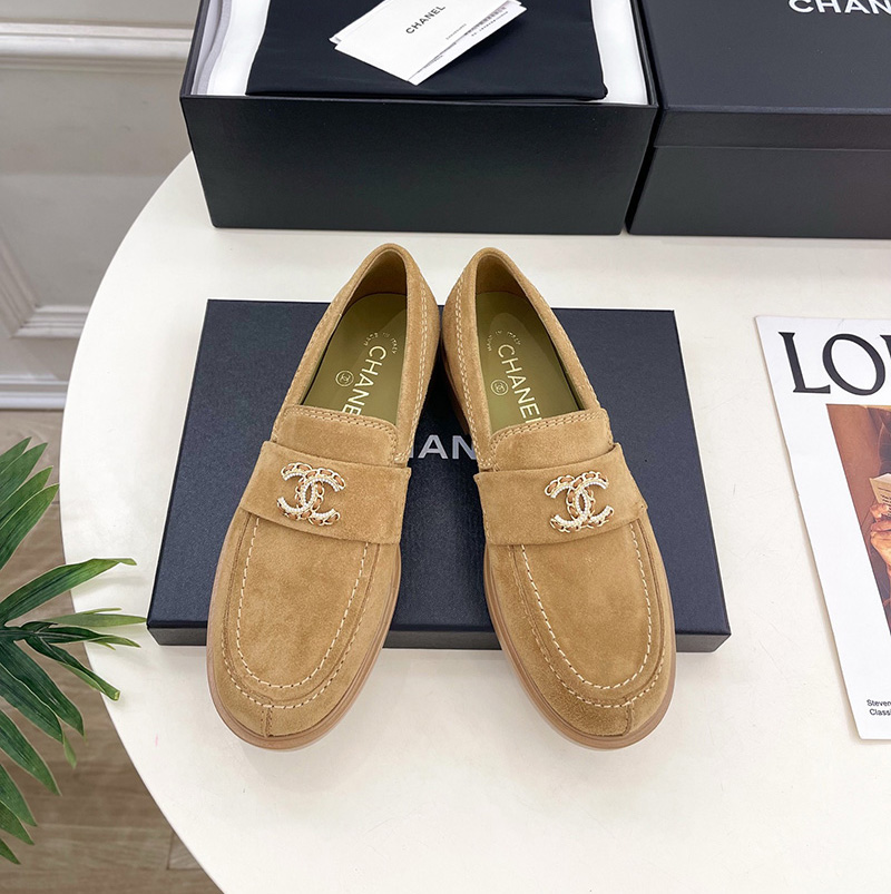 샤넬 로퍼 스웨이드 키드스킨 카멜 G37430