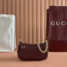 구찌 GG 엠블럼 미니 체인 숄더백 와인 847091