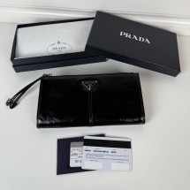 프라다 가죽 파우치 은장 금장 블랙 1MB051