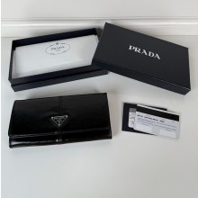 프라다 삼각로고 사피아노 레더 장지갑 금장 은장 블랙 1MH132