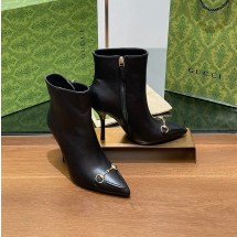 구찌 여자 앵클 부츠 홀스빗 9CM 블랙 가죽 835741