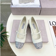 지미추 여성 펄 JC 로고 레더 글리터 메리제인 펌프스 ELISA45PJE