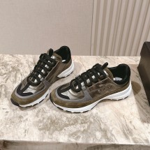 샤넬 25FW CC로고 라미네이티드 벨벳 스니커즈 카키 G46609