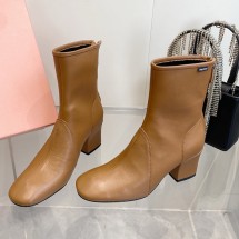 미우미우 가죽 부츠 6.5CM 카멜 5T557E