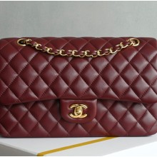 샤넬 클래식 미듐  레드 금장 플랩백  A01112