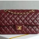 샤넬 클래식 미듐  레드 금장 플랩백  A01112