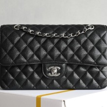 샤넬 클래식 미듐  캐비어 은장 플랩백  A01112
