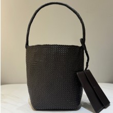 더로우 미디움 우븐 N/S 토트백 레더 커피 W1744WL60DARKG