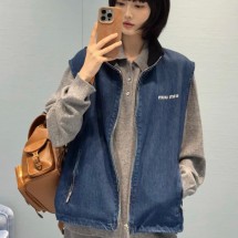 미우미우 캐시미어 데님 블루종 베스트 GWB277  Y