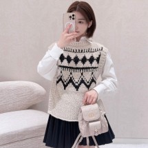 디올 알프스 니트 스웨터 베스트 조끼 베이지 514T10A2011_X0832  Y