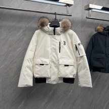 MLB 남여공용 고프코어 아웃포켓 FUR 구스 숏패딩 화이트 3ADJB1546-50BKS F