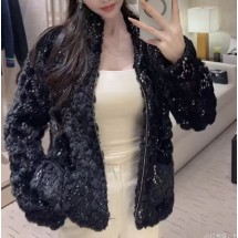 샤넬 25N 코코네쥬 퍼 자켓 시퀸 CC로고 스팽글 재킷 2컬러  P79662  Y