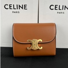 셀린느 샤이니 카프스킨 트리옴페 스몰 플랩 여성 지갑 카멜 10D783DPV