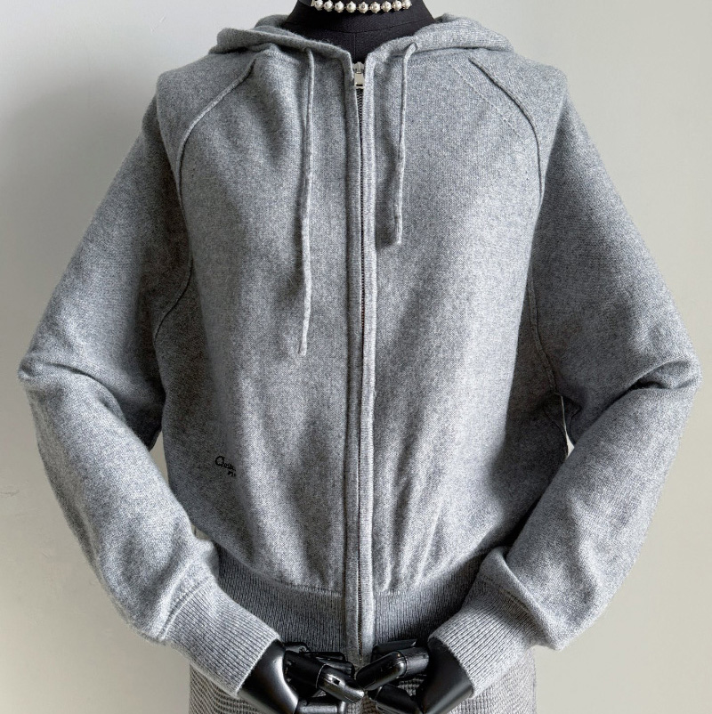 디올 캐시미어 후드 지퍼 니트 가디건 그레이 614G06B0041_X8930  H