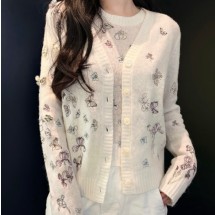 디올 가디건 자수 트윈셋트 캐시미어 실크니트 614W01A4028  H