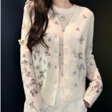 디올 가디건 자수 트윈셋트 캐시미어 실크니트 614W01A4028  H