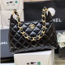 샤넬 호보 핸드백 유광 그레인드 카프스킨, 골드 메탈 스몰 AS4293