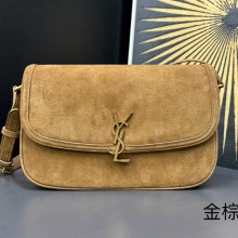 생로랑 25FW 카라멜 코냑 미디움 스웨이드 솔페리노 숄더 백 832332