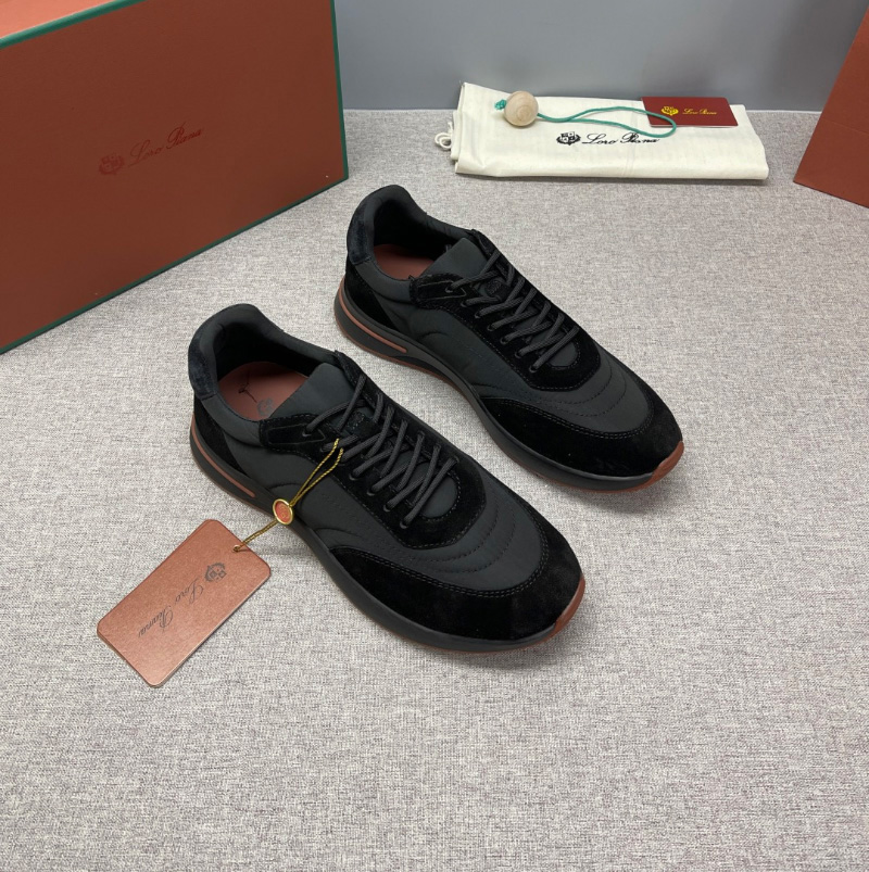 로로피아나 위켄드 워크 남성 스웨이드 쉘 블랙 그레이 스니커즈 FAM17195715