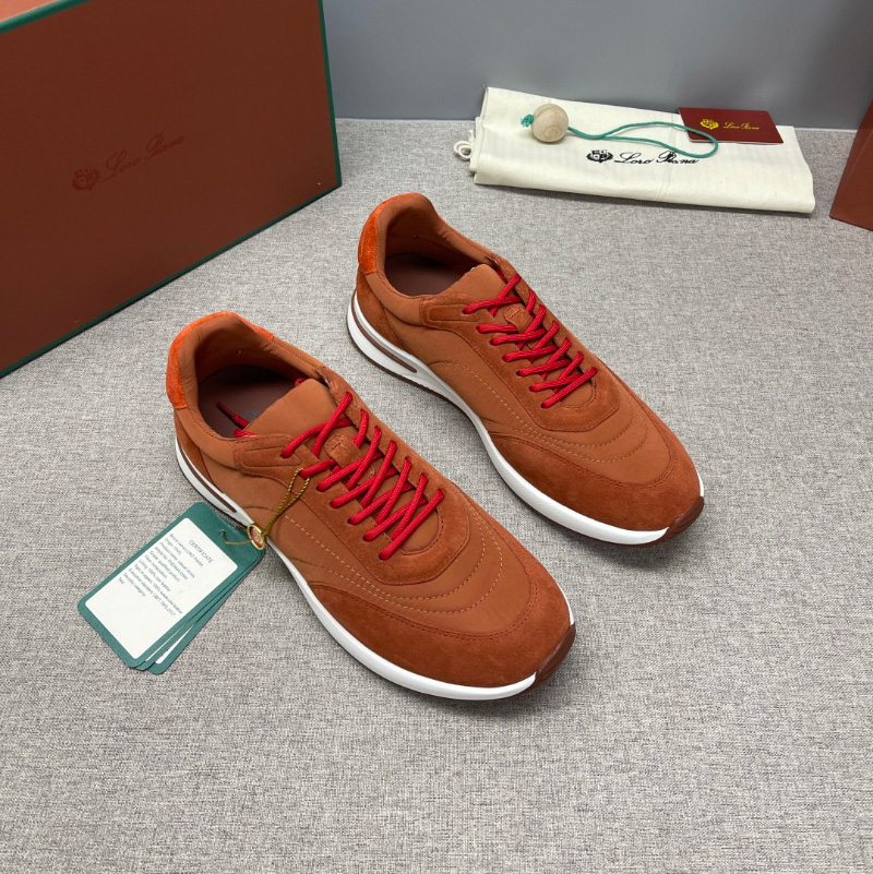 로로피아나 위켄드 워크 남성 스웨이드 쉘 오렌지 스니커즈 FAM17195715