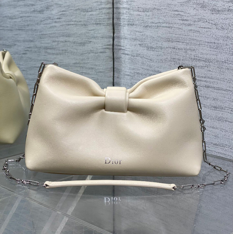디올 보우 리본 백 미디엄 램스킨 아이보리 M0714OUQO_M900