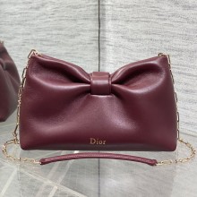 디올 보우 리본 백 미디엄 램스킨 버건디 M0714OUQO_M900