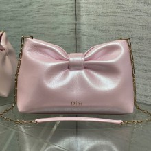 디올 보우 리본 백 미디엄 램스킨 핑크 M0714OUQO_M900