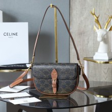 셀린느 폴코 숄더백 트리옹프 캔버스 카프스킨 탠 122652GTL