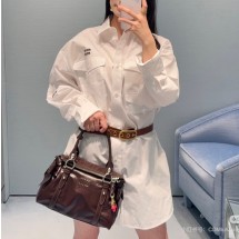 미우미우 로고 자수 셔츠 MF6234  H